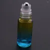 Bouteilles De Stockage 2023 -Bouteille À Bille Gradient 10Pcs 5Ml Verre Épais Rouleau Sur Huile Essentielle Vide Parfum 5 Couleurs Avec Or Co