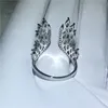 With Side Stones Female Angel wings Ring 100 925 sterling Silver Diamond Zircon cz Engagement Wedding Band Rings For Women Finger Jewelry Gift 230629