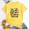 Camisetas femininas Go Sit On A Cactus Camiseta Vintage Plant Lady Gift Tshirt Funny Women Graphic Gardening Top Tee Shirt
