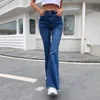 Femmes taille haute Sexy jean Streetwear banlieue évasé jean femme 2023 décontracté coupe ajustée maigre Denim crayon