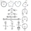 Navel Bell Button Rings ZS 71pcslot Professional Body Piercing Tool Kit 14G 20G Acciaio inossidabile Orecchio Naso Anello di pancia Labbra Sopracciglia Gioielli 230628