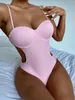 Women's Swimwear Backless 2023 One Piece Swimsuit Woman Abdomen Control High Waist Solid Color Bandage Monokini Tankini Cover Ups Up