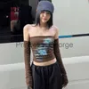 Partykleider PixieKiki Sexy Crop Tops mit Ärmeln Streetwear Trashy Y2k Shirts Frau Abstrakter Druck Braun Grafik T-Shirts 2000er Jahre Kleidung P95BG20 x0629