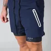 Mens Shorts Summer Running Gym Jogging Fitness Training Quick Dry Bodybuilder 2 in 1 Navy Blue Casual 230629