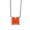 Kedjor Pink High Carbon Diamond Pendant Inlaid med 8 geometrisk form och enkel 925 silverhalsband 40 3