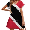 Casual Dresses Trinidad och Tobago Flagg Loose V-Neck kort ärm kjol Elegant högkvalitativ klänning Lätt tyg