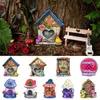 Dekorativa föremål Figurer 1 PCS Mini Elf Fairy Door Miniature Garden Window Tree Doors Miniature Yard Art Sculpture Wood Ornaments Dekorationer Hantverk 230628