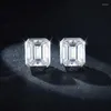 Stud Earrings 2023 Luxury 8 10mm Emerald Chemosan Moissanite Diamond Set With 925 Silver Plated 18k Gold Free Shopping