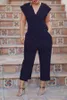 Kvinnors jumpsuits rompers Summer Wide Leg Pant Jumpsuit Women Casual Solid V Neck Sleeveless High midja Asymmetric Pocket Pant Jumpsuit Romper With Belt J230629