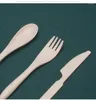 Dinnerware Sets 1 Set Wheat Straw Spoon Fork Knife Tea Coffee Mixing Vintage Teaspoons Camping Portable Space-saving