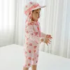 Women's Swimwear GIrl Sunscreen 2023 Children Long Sleeve Peach Print Swimsuit 1-7 Year Kid One Piece Toddler Infant Bathing Suit