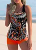 Swim wear Printed Tankini 2022 Two Piece Swimsuit Women With Shorts High Waist Swimwear Fa Bathing Suit Mayo Beach Bathers XXXL HKD230628