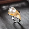 Cluster Rings S925 S925 Sterling Silver Ring Retro Thai Art Wholesale Joias Natural Water Fresh Water Pearl Open Ended Women