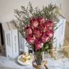 Torkade blommor naturliga bevarade rosbröllop bukett verkliga rosor konstgjorda blommor party hem dekoration bord tillbehör