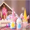 Juldekorationer påskprydnader handgjorda ansiktslösa plyschdockan gnome kanin med ägg hem dekor vårgåvor för barn jk2102xb d dhrvm