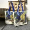 Хозяйственная сумка Холст Плечо Ван Гог Картина маслом Женская повседневная сумка Tote Высококачественный хлопок Многоразовый пляж 230628