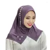 Scarves 1Pc Women Fashion Portable Head Scarf Flower Tassels Solid Color National Cap Middle East African Female