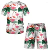 Kadın Eşofman Bayan Giyim Yaz 2023 Moda Hawaii Tarzı Tropikal Baskı Kısa Kollu Üst Şort Rahat Kadın Takım Elbise 2