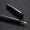 Penne Hongdian H1 Metal Fountain Penna in alluminio in lega Bella pennino nero EF/F/Bent Nib Silver Writing Ink Pen per Home Business Office Home