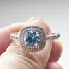 Cluster Rings 1CT Royal Blue Pink Color Moissanite Ring Sterling Silver 925 Women Pass Diamond Test Kvinnlig dating Party Juvorly gåva