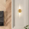 Wandleuchte, moderne LED-Wandleuchte, stilvoller Goldrohr-Acryl-Lampenschirm für Wohnzimmer, Flur, Schlafzimmer, Badezimmer, Spiegelleuchte