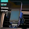 Joyroom Carregador automático rápido sem fio 15W Suporte de telefone para carro para iPhone 14 13 12 Pro Max Samsung Z Flip MobilePhone Suporte para carro