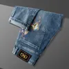 Herren Jeans Designer Bedruckt für Männer Sommer Dünn Koreanisch Mode Stretch Slim Fit Vielseitig Lässig Lange Hosen 4N7T