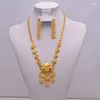 Collier Boucles d'oreilles Set Nigerian Dubaï Mariage nuptial de fleur africaine Gold Couleur Bijoux Femmes Girl Girl Gift