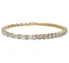 Bracelets porte-bonheur 5A zircon cubique blanc glacé Bling femmes bijoux géométrique demi-rond Rectangle CZ Bracelet de Tennis