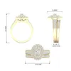 Con pietre laterali 2PCS Anelli per coppie di diamanti Set Donna Fidanzamento per matrimonio Anello in argento sterling Brillante lusso 5A Zircone 14k Oro gioielli classici 230629