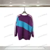 xinxinbuy Männer Frauen Designer Sweatshirt Hoodie Paris Brief Stickerei Streifen Ärmel Pullover lila schwarz weiß S-2XL