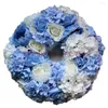 Decorative Flowers Artificial Rose Hydrangea Ring Wreath Wedding Table Centerpiece Flower Ball Arch Wall Blue 10pcs/lot TONGFENG