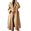 MA Womens Woolen Designer Jacket Classic Water Ripple Cashmere Coat Double Breaded Midle