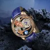 Wristwatches 2023 PINDU Astronomia Celestial SeriesTourbillon Watch Men The Transparent Design Looks Man Watches Quartz