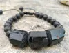 Link Armbanden Natuurlijke Zwarte Toermalijn Steen Lava Kralen Verstelbare Armband M0101