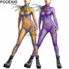 Rompers de macacões femininos FCCEXIO Dense Color Dots 3D Padrão Mulheres Sexy Cosplay adulto de macacão vêm