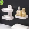 Dubbellaags Zeepschaal Houder Punch-Free Wandmontage Lade Aftappen Houder Keuken Spons Opbergdoos Badkamer Organizer Rack