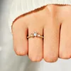 Fedi nuziali semplice doppia mezzaluna zircone pietra di luna per le donne anello di fidanzamento corona geometrica gioielli femminili