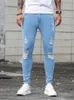 Mens Jeans Streetwear Ripped Skinny Stretch Man Fashion Estroyed Denim Pants Solid Color Men Casual Slim Hip Hop Trousers Male 230629