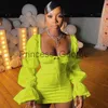 Party Dresses Sexig Puff Sleeve BodyCon Mini Dress Bandage Birthday Party Outfits For Women Backless Y2K Clothes Night Club Dresses X0629