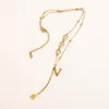 20Style Fashion Brand Designer Письмо подвесной ожерелья роскошные мужские женщины 18 тыс. Золотая цепочка с ключицей 100%.