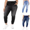 Jean Romper for Women Pants Pantaloni alti da donna Pantaloni da donna a vita media ad alta elasticità Pantaloni lavati sottili Mini giacca di jeans