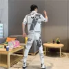 Men's Tracksuits Passar Summer Korean Version of the Ice Silk Casual Print Pstall Picks Two Piece Sportwear Men Klädtrakten 230629