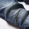 Chude rozryte łatki dżinsy szczupłe męskie spodnie żebrakowe spodnie mody uliczne dżinsowe spodnie
