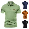 Men s Polos Summer Outdoor Military Style Short sleeved Lapel T shirt Casual Button Business Solid Color Polo Shirt 230629