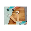 Openers Kitchen Bottle Opener Tools Stainless Steel Wooden Handle Beer Bar Soda Cap Gifts Drop Delivery Home Garden Dining Dhwvx