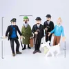 Minifig 6pcs 49cm Anime Cartoon The Adventures of Tin Dupont PVC Action Figures Classic Comic Tin Milou Model Toys Gift For Kids J230629