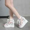 Sandaler trycker fritidskilor Kvinnor Summerskor Kvinnor Sandaler Plattform Shoelaces High Heels Casual Shoes Woman 230628