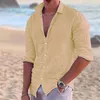 Men's Dress Shirts linen long sleeve shirt solid color casual high quality top Cotton breathable plus size S3XL 230628