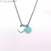 Pendant Necklaces 10mm 2 heart necklace woman stainless steel blue pink green pendant jewelry on the neck Valentine Day Christmas gifts Z230629